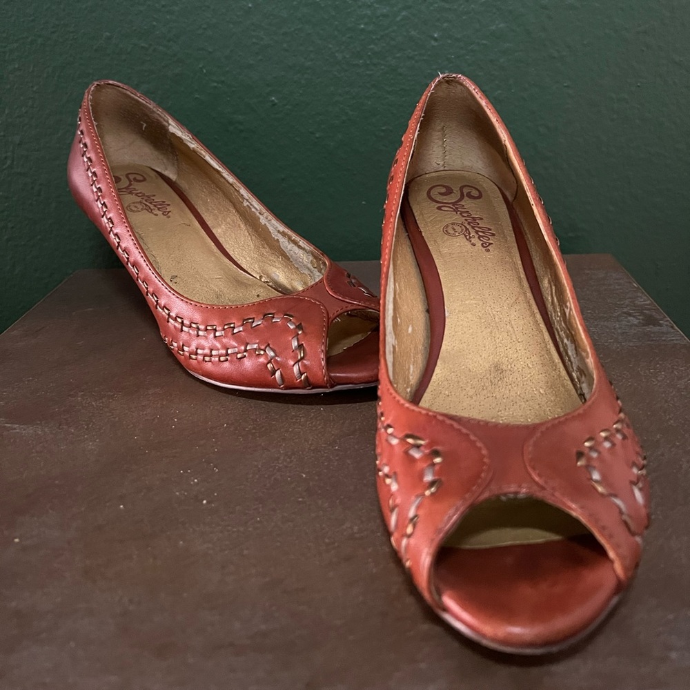 Embroidered Leather Petite Heels
